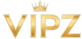 Logo van Vipz Casino, gouden monogram met kroon